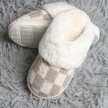 Load image into Gallery viewer, Checkered Faux Fur Cuff Mule Luxury Soft Slipper (Various Colors)