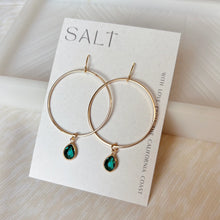 Load image into Gallery viewer, On My Way! Gem Hoop Earrings | Teal Emerald Hook Earrings