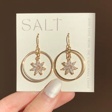 Load image into Gallery viewer, Crystal Flower Hoop Earrings