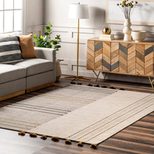 Load image into Gallery viewer, Karlene Modern Striped Wool Tasseled Area Rug (Various Sizes)