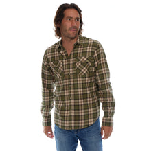 Load image into Gallery viewer, Long Sleeve Flannel Plaid Front Pockets Shirt Lt Olive Khaki