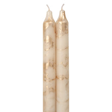 Load image into Gallery viewer, 12" Decorative Taper Candles Set of 2 | Cream with Gold