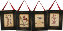 Load image into Gallery viewer, Be Merry Believe Peace Christmas Framed Stitchery Ornament/Art (4 Styles)