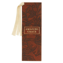 Load image into Gallery viewer, Bookmark Faux Leather Brown Amazing Grace 2 Cor. 12:9
