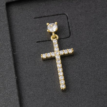 Load image into Gallery viewer, Pave Cz Cross Dangle Drop Earrings