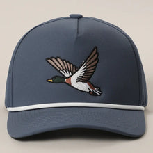 Load image into Gallery viewer, Navy Flying Mallard Embroidered Rope Strap Trucker Hat