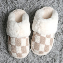 Load image into Gallery viewer, Checkered Faux Fur Cuff Mule Luxury Soft Slipper (Various Colors)