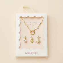 Load image into Gallery viewer, Gold Dipped Butterfly and Flower Charm Necklace with Gemstone