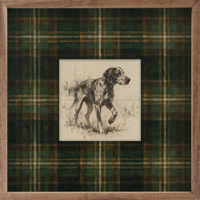 Load image into Gallery viewer, Vintage Standing Coonhound Tartan Study Print Wooden Wall Art 4x4