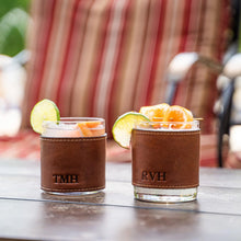 Load image into Gallery viewer, The Gentleman Rocks Glass & Sleeves Leather - Set of Two Wraps & Glasses | Holtz Leather Co.