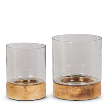 Load image into Gallery viewer, Wooden Base Hurricane (2 Sizes)