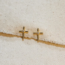 Load image into Gallery viewer, Mini Cross Stud Earrings