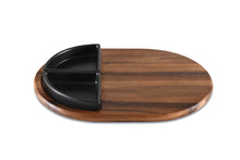 Load image into Gallery viewer, Acacia Wood Charcuterie Serving Tray with 2 Triangular Ceramic Bowls