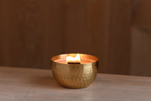 Load image into Gallery viewer, Orchid & Midnight Amber Solid Brass 14oz Pure Soy Candle
