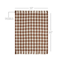 Load image into Gallery viewer, Dark Amber Woven Check Throw Blanket with Fringe 50x60