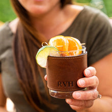 Load image into Gallery viewer, The Gentleman Rocks Glass & Sleeves Leather - Set of Two Wraps & Glasses | Holtz Leather Co.