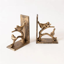 Load image into Gallery viewer, Birds On Branch Gold Bookends