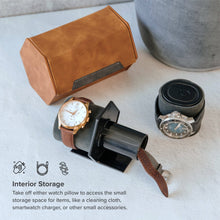 Load image into Gallery viewer, 2-Slot Travel Watch Roll (Brown)