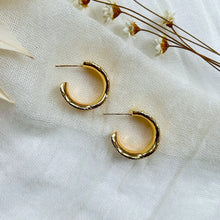 Load image into Gallery viewer, Chunky Gold Textured Hoops