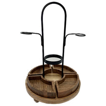 Load image into Gallery viewer, Wood & Metal Wine Bottle & Glass Server