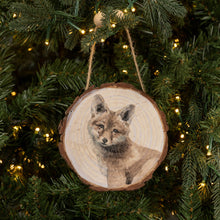 Load image into Gallery viewer, Fox On Wood Slice Ornament