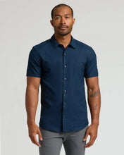Load image into Gallery viewer, Navy Short Sleeve Linen Shirt