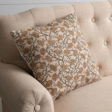 Load image into Gallery viewer, Knubby Slub Block Print Dandelion Throw Pillow