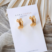 Load image into Gallery viewer, Chunky Gold Textured Hoops