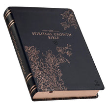 Load image into Gallery viewer, The Spiritual Growth Bible Faux Leather, Black Floral, NLT