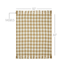 Load image into Gallery viewer, Golden Wheat Woven Check Throw Blanket with Fringe 50x60
