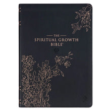 Load image into Gallery viewer, The Spiritual Growth Bible Faux Leather, Black Floral, NLT