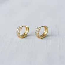 Load image into Gallery viewer, Vintage Inspired Cubic Zirconia Huggie Hoop Earrings