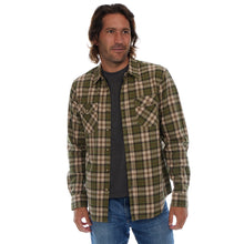 Load image into Gallery viewer, Long Sleeve Flannel Plaid Front Pockets Shirt Lt Olive Khaki