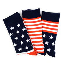Load image into Gallery viewer, Men's American Flag Novelty Socks 3-Pack