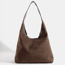 Load image into Gallery viewer, Suede Faux Leather Trim Hobo Bag