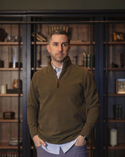 Load image into Gallery viewer, Men's Waffle 1/4 Zip Pullover Olive