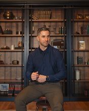 Load image into Gallery viewer, Dark Blue Solid Grain Long-Sleeved Shirt