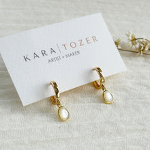Load image into Gallery viewer, Mother of Pearl Charm Hoops