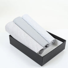 Load image into Gallery viewer, Men's Boxed Fancy Gray Cotton Handkerchiefs 3pcs Set