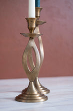 Load image into Gallery viewer, Brass Cutout Twist Taper Candle Holder (2 Sizes)