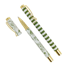 Load image into Gallery viewer, Green Floral Metal Pen Set