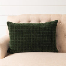 Load image into Gallery viewer, Forest Green Quilted Velvet Pillow