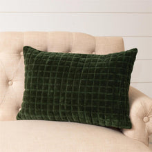 Load image into Gallery viewer, Forest Green Quilted Velvet Pillow