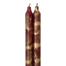 Load image into Gallery viewer, 12" Decorative Taper Candles Set of 2 | Bordeaux w/ Gold