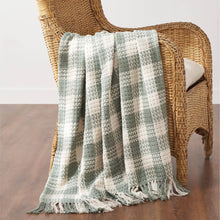 Load image into Gallery viewer, Pistachio Woven Check Throw Blanket with Fringe 50x60