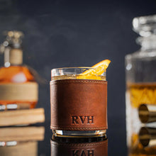 Load image into Gallery viewer, The Gentleman Rocks Glass & Sleeves Leather - Set of Two Wraps & Glasses | Holtz Leather Co.