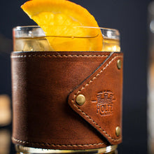 Load image into Gallery viewer, The Gentleman Rocks Glass & Sleeves Leather - Set of Two Wraps & Glasses | Holtz Leather Co.