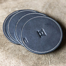 Load image into Gallery viewer, The Farm House Circle Fine Leather Coaster Set of 4 Coasters | Holtz Leather Co.