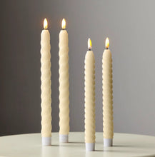 Load image into Gallery viewer, Ivory Twist Taper Flameless Candles 10.5" (Set of 2)