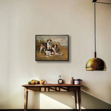 Load image into Gallery viewer, Hunting Dogs Vintage Oil Painting Reproduction Framed Print 10x8